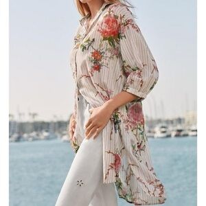 Johnny Was Workshop Colmar Oversized Pure Cotton Weekend Tunic in Multi M